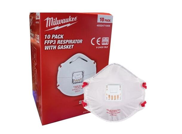 Milwaukee støvmaske m/ventil FFP3 10 stk pr. pakke 
