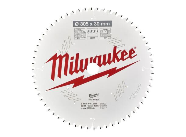 Milwaukee sirkelsagblad til tre - 305mm til kapp/gjærsag 