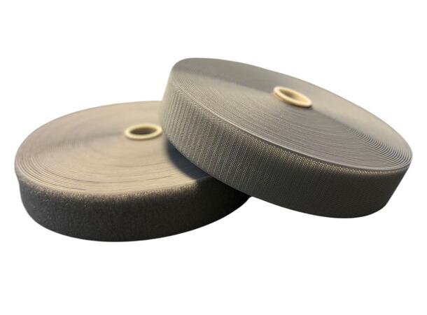 Borrelås Krokbånd 50mm Grå 25m pr rull 