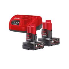 Milwaukee batterisett + lader, M12 6,0 M12 NRG-602